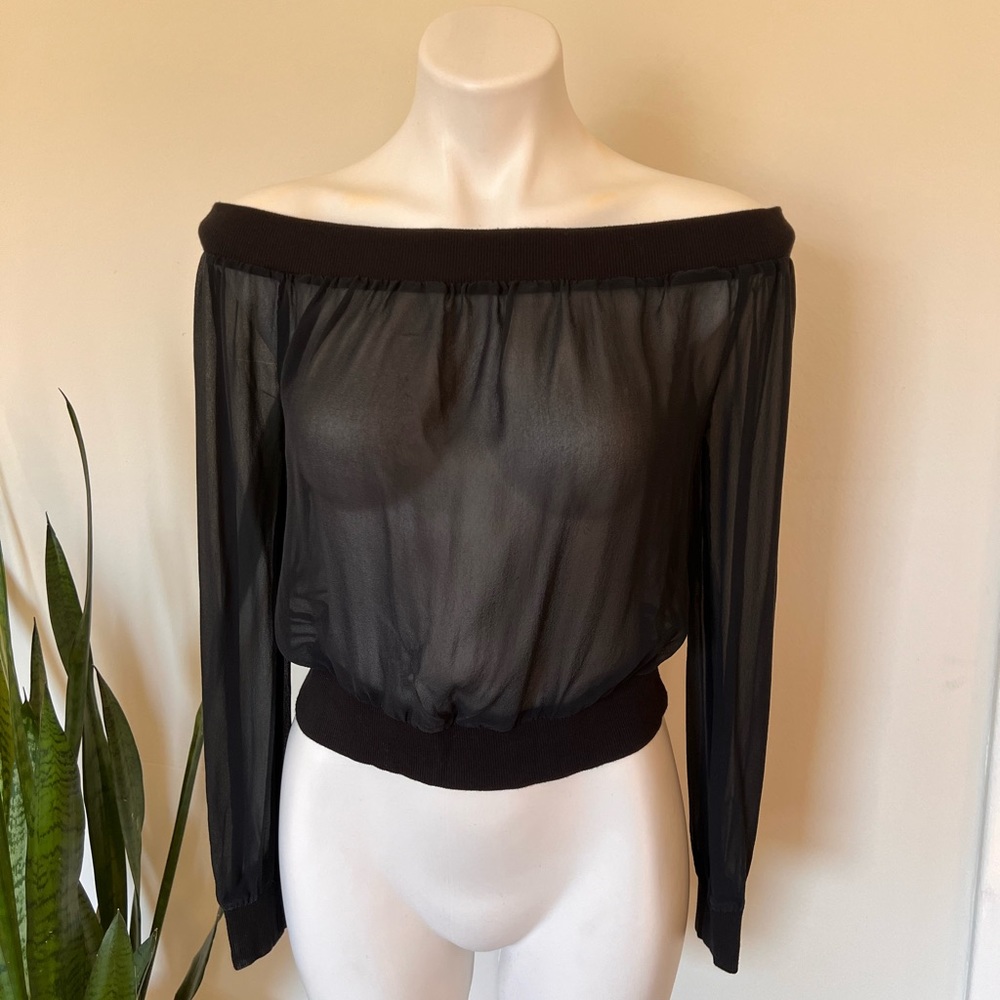 EXPRESS Sheer Silk Over-the-Shoulder Blouse